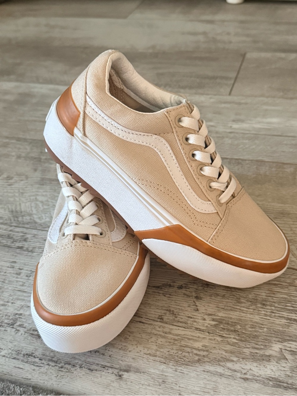 Womens Vans Old Skool Stacked Platform Cobblestone 5.5